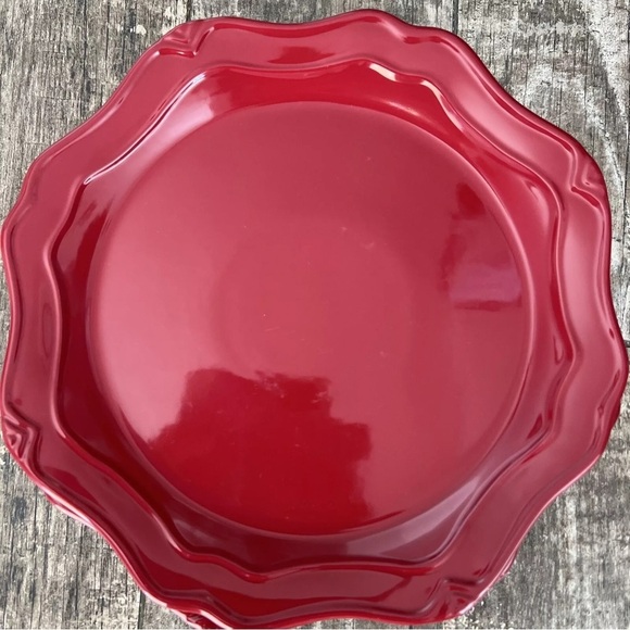 Princess House Set of 4 Pavillion Berry Red 11” Dinner Plates #2229 - Picture 3 of 6